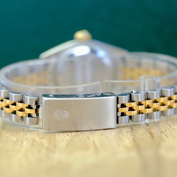 ROLEX DATEJUST WHITE ROMAN DIAL 18K GOLD FLUTED JUBILEE TWOTONE WATCH 26MM 69173 - Picture 6 of 13